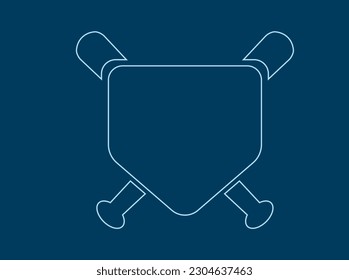 Baseball Home Plate Vector Icon. Vector Template Design. Silhouette. Playing. Home base. Sport.