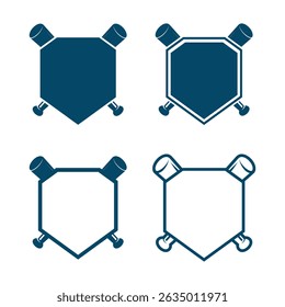 Baseball Home Plate Vector Icon. Crossed baseball. Vector Template Design