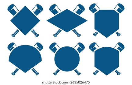 Baseball Home Plate Vector Icon. Crossed baseball. Vector Template Design. Silhouette.