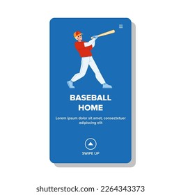 baseball home vector. team field, sport grass, fun summer, playing professional, equipment baseball home web flat cartoon illustration