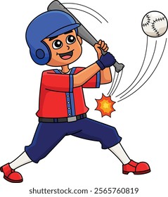 Baseball Homerun Cartoon Colored Clipart 