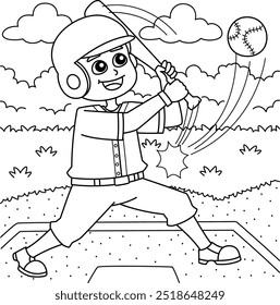 Baseball Homerun Coloring Page for Kids