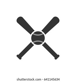 Baseball icon with baseball ball and two bats. Isolated on white. Vector illustration.