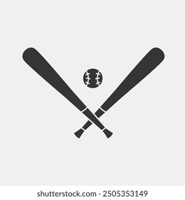 Baseball icon. Baseball bats and ball silhouettes isolated on white background. Vector illustration	