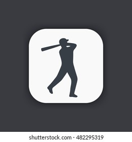 Baseball icon, batter silhouette, baseball player at bat