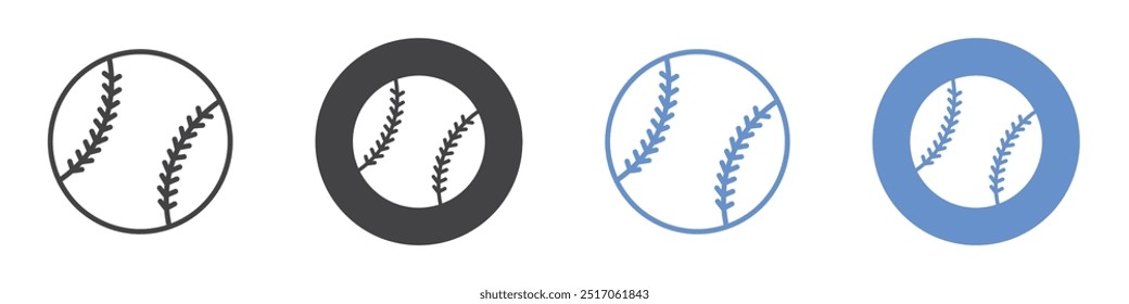 Baseball icon flat line symbol set.