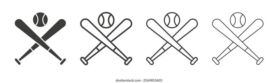 Baseball icon flat and linear vector illustration on white background.