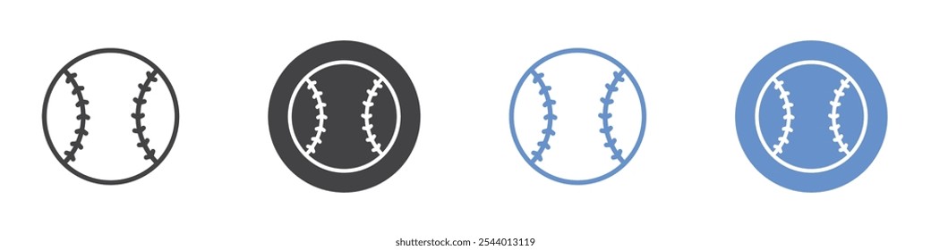 Baseball icon Flat set in black and white color