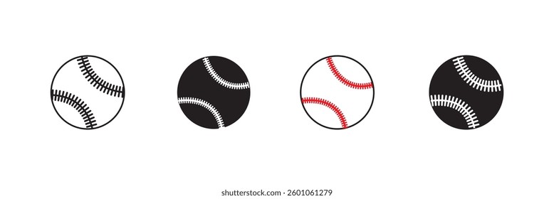 Baseball icon flat and simple set design