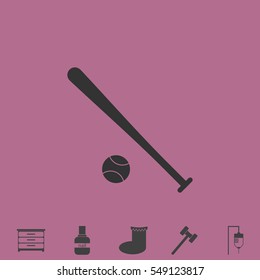Baseball icon flat. Simple vector grey pictogram and bonus symbol