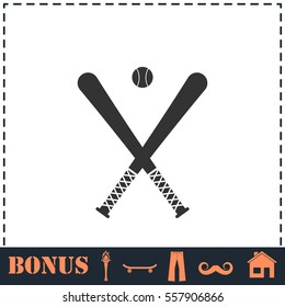 Baseball icon flat. Simple vector symbol and bonus icon