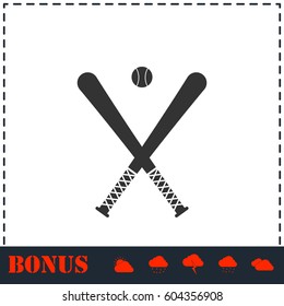 Baseball icon flat. Simple vector symbol and bonus icon