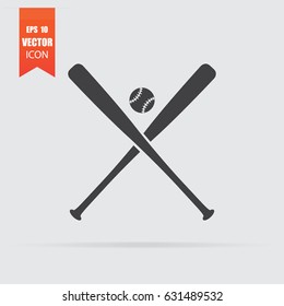 Baseball icon in flat style isolated on grey background. For your design, logo. Vector illustration.