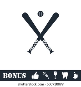 Baseball icon flat. Vector illustration symbol and bonus pictogram