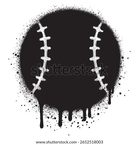 Baseball icon in graffiti style with black spray paint
