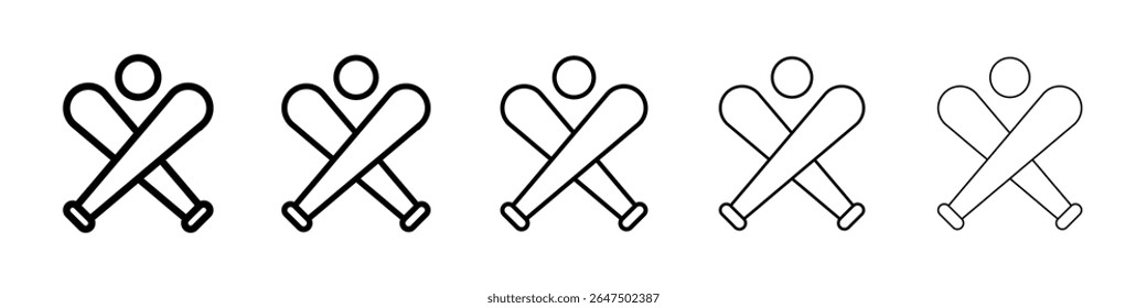 Baseball icon graphic set. trendy stroke line style