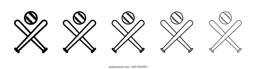 Baseball icon graphic set. trendy stroke line style