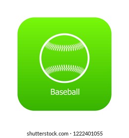 Baseball icon green vector isolated on white background