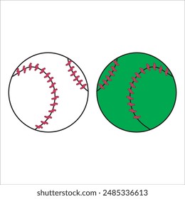 baseball icon in line and flat style