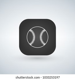 Baseball icon or logo in line style app square. Vector illustration on a white background.