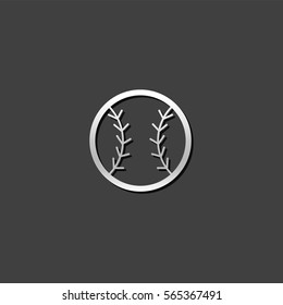 Baseball icon in metallic grey color style. Sport champion competition