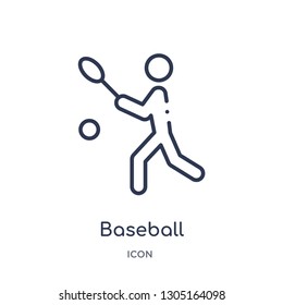 baseball icon from olympic games outline collection. Thin line baseball icon isolated on white background.