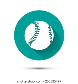 Baseball icon on green background with long shadow