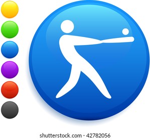 baseball icon on round internet button original vector illustration 6 color versions included