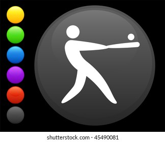 baseball icon on round internet button original vector illustration 6 color versions included