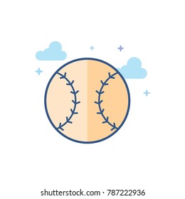 Baseball icon in outlined flat color style. Vector illustration.