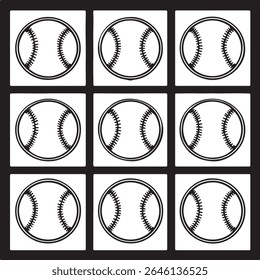 Baseball Icon Pattern Vector | Seamless Sports Ball  Clipart Grid Design