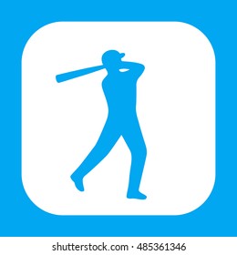 Baseball Icon, Baseball Player At Bat, Batter Silhouette, Vector Illustration