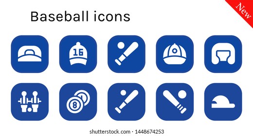 baseball icon set. 10 filled baseball icons.  Simple modern icons about  - Cap, Baseball, Boxing helmet, Table football, Billiards, cap