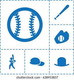 Baseball icon. set of 6 baseball filled icons such as