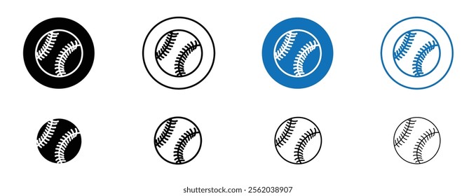 Baseball icon set in black and blue colors