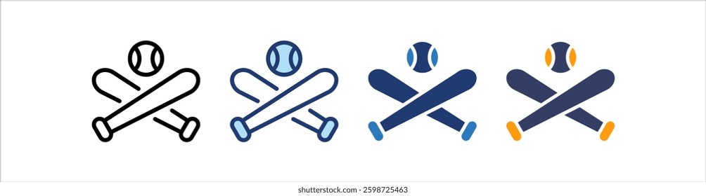 Baseball Icon Set Multiple Style Collection