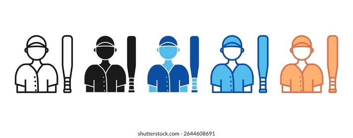 Baseball Icon Set Multiple Style Collection