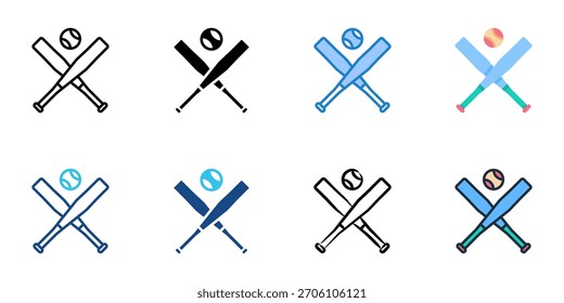 Baseball icon set multiple style collection 
