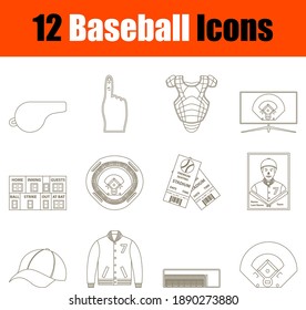 Baseball Icon Set. Thin Editable Stroke Line Without Filling Design. Vector Illustration.