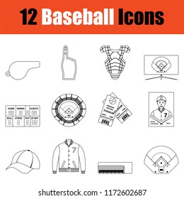 Baseball icon set. Thin Line design. Vector illustration.
