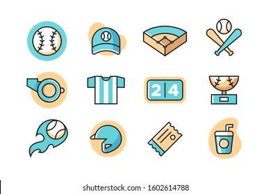 Baseball icon set vector design