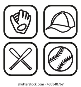 Baseball icon set. Vector eps 10.