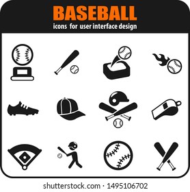 Baseball icon set for your design. vector icons