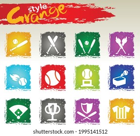 Baseball icon set for your design. Grange icons style