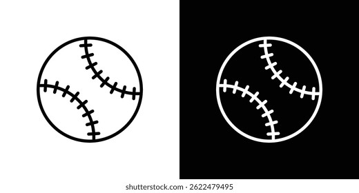 Baseball icon shape graphic simple plain clipart symbol. thin line outline art