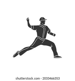 Baseball Icon Silhouette Illustration. Men Sport Vector Graphic Pictogram Symbol Clip Art. Doodle Sketch Black Sign.