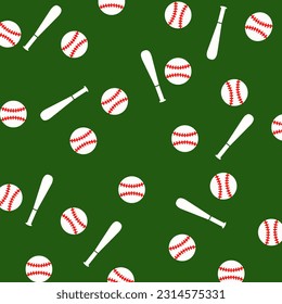 Icono de béisbol softball y dibujo vectorial sin costura de murciélago. 