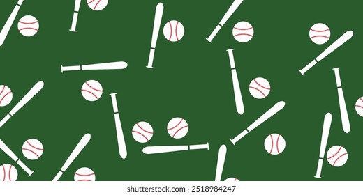 Baseball icon softball and bat seamless pattern vector illustration.