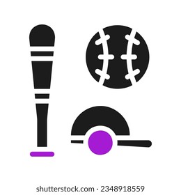 Baseball icon solid purple black sport illustration vector element and symbol perfect.