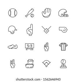 Baseball icon. Sport american native game symbols ball field glove vector baseball set collection
